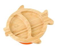 Baby Weaning Plate - Bamboo Fish Suction Plate, Strong Suction (Orange)