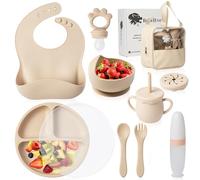 Baby Weaning Set - Silicone Baby Feeding Set with Bag for Travel or Storage at Home - Baby Fruit Feeder and Baby Bottle with Spoon Included
