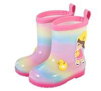 Baby Wellies, Kids Wellies Unisex Boys Girls Water Shoes Rubber Pvc Wellington Boots Barefoot Slip-Resistant Rain Boot Wide Fit Fully Waterproof for Outdoor, Gardening & Wet Weather Pink 11.5