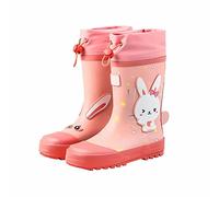Baby Wellies Size 4 Cartoon Pattern Waterproof Rain Boots Lightweight Child Wellies Adjustable Drawstring Rain Wellington Boots Plain Outdoor Shoes Toddler Waterproof Shoes School Gear Pink
