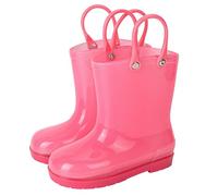 Baby Wellies Size 5 Blue Girls Pink Waterproof Rain Boots Plain Wellies with Pull Handles Minimalist Non Slip Rain Shoes Summer Slip On Wellie Wide Fit Outdoor Waterproof Shoe