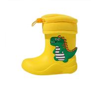 Baby Wellington Wellies Kids Shoes Welly Rain Boots Booties Galoshes | Drawstring Fastening, Dinosaur Print Upper, Round Toe Shape, Tall Slim Shaft, Sturdy Outer Shell, Flexible Outer Shell