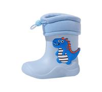 Baby Wellington Wellies Kids Shoes Welly Rain Boots Booties Galoshes | Drawstring Fastening, Dinosaur Print Upper, Round Toe Shape, Tall Slim Shaft, Sturdy Outer Shell, Flexible Outer Shell