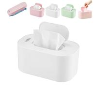 Baby Wet Wipe Warmer Large Capacity, Portable Uniform Heating USB Charging LED Display for Infant Wet Wipes Storage, Ideal for Home Car Travel (Smart-White)