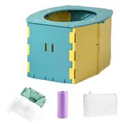 Baby Whisper Co Travel Potty, Foldable Potty Seat with Cleaning Bags, Reusable Toilet for Kids, Reusable Portable Folding Potty for Toddler, Camping, Outdoor (Blue-Yellow)