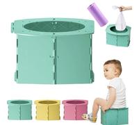 Baby Whisper Co Travel Potty, Portable Potty Seat for Toddler, Reusable Foldable Travel Potty Training Toilet Seat with Cleaning Bags for Outdoor Camping, Kids Toddler Travel Potty Seat (Green)
