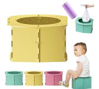 Baby Whisper Co Travel Potty, Portable Potty Seat for Toddler, Reusable Foldable Travel Potty Training Toilet Seat with Cleaning Bags for Outdoor Camping, Kids Toddler Travel Potty Seat (Yellow)