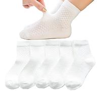 Baby White Socks Ankle Thin Mesh Summer Girl Boy Newborn Infant Toddler Pointelle Eyelet Soft Cotton Kids Crew Uniform Socks, White Mesh, 3-5 Years