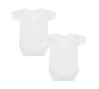 Baby White Terry Towelling Bodysuits Vests 2 Pack, British Made Cotton Rich White 0-3 Months