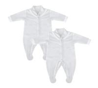 Baby White Terry Towelling Sleepsuits Babygrows 2 Pack, British Made Cotton Rich White Tiny Baby