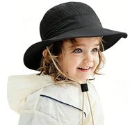 Baby Wide Brim Bucket Sun Hat 6-24 Months Girls Boys Mesh Cool Hats with Adjustable Chin Straps Summer Anti UV Sun Protection Cap Children Breathable Beach Caps for Pool Picnic Seaside Vacation