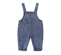 Baby Wide Leg Baggy Denim Overalls Adjustable Strap Button Basic Jeans Dungarees Toddler Kids Loose Fit Pockets Bib Trousers Cute School Preppy Jumpsuits (Blue, 2-3 Years)