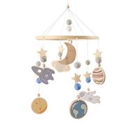 Baby Wind Chimes, Baby Wind Chime, Babe Wooden Boho Nursery Mobile with Stars Clouds Moon, Wooden Newborn Crib Mobile for Crib Decoration and Nursery
