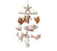Baby Wind Chimes, Sea Animals Mobile Baby Wind Chimes with Felt Balls, Wooden Hanging Baby Wind Chime, Baby Bed Pendant, Gift for Baby Girls or Boys