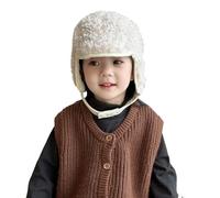 Baby Winter Earflap Beanie Hat Kids Lamb Wool Trapper Hat Fleeced Lined Outdoor Skull Ski Cap Windproof Winter Warm Hooded Earflaps Hat Thermal Beanie with Chin Strap for Boys Girls 3-6 Years Old