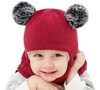 Baby Winter Hat Warm Hat Toddler Kids Earflap Hood Winter Thermal Cycling Scarf Knitted Ski Baby Windproof Hat Caps Hat Kids Flat Hats I-Wine