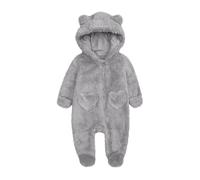Baby Winter Jumpsuit Solid Unisex Todder Warm Hooded Snowsuit Comfortable Newborn Winter Hooded Romper Children's Fleece Zipper Snowsuit with Ears Newborn Baby Boys Girls Jumpsuit