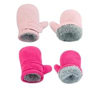 Baby Winter Mittens Fleece Lined Toddler Boys Warm Soft Gloves for Baby Girls Adjustable Outdoor Mittens, Pink + Red Rose, M