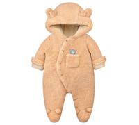 Baby Winter Snowsuit Baby Rompers, Boy and Girl One-Piece Suit with Hood, Toddler Outerwear Snowsuit Set Thick and Warm,Brown 0-3 Months