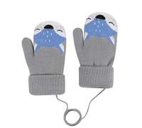 Baby Winter Thermal Gloves with String Kids Knitted Gloves Cute Cartoon Fox Warm Gloves Thicken Plush Soft Lining Mittens Hanging Neck Gloves Full Finger Wrist Gloves for Boys Girls 0-4 Years Old