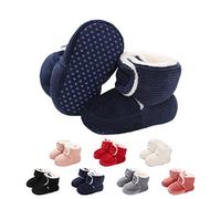 Baby Winter Warm Fleece Bootie, Newborn Non-Slip Soft Sole Winter Shoes Sock Shoes Cute Adjustable Crawling Shoes Prewalker Boots for Girls Boys Toddler 0-18 Months Marine 6-12 Months