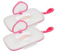 Baby Wipe Box, 2Pcs Baby Wipes Dispenser 9x5in PP Portable Refillable Travel Wipes Case Keeping Freshness with Strap Reusable Convenient Wipe Holder for On-the-Go Care
