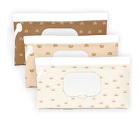 Baby Wipe Holder,Wipe Dispenser, 3-Pack Portable Refillable Wipe Container,Reusable Travel Baby Wipes Case, Waterproof and Dustproof, Wipe Holder for Diaper (Bohemian)