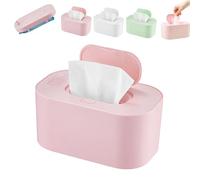 Baby Wipe Warmer, Portable Large Capacity Wipes Warmer Dispenser with LED Display, Adjustable Baby Wet Wipes Holder, Evenly Overall Heating for Home Car Travel Use (Pink)