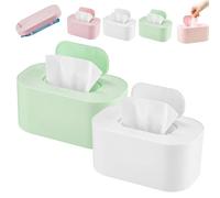 Baby Wipe Warmer, Portable Large Capacity Wipes Warmer Dispenser with LED Display, Adjustable Baby Wet Wipes Holder, Evenly Overall Heating for Home Car Travel Use (White+Green)