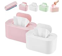Baby Wipe Warmer, Portable Large Capacity Wipes Warmer Dispenser with LED Display, Adjustable Baby Wet Wipes Holder, Evenly Overall Heating for Home Car Travel Use (White+Pink)
