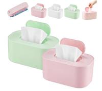 Baby Wipe Warmer, Portable Large Capacity Wipes Warmer Dispenser with LED Display, Adjustable Baby Wet Wipes Holder, Evenly Overall Heating for Home Car Travel Use (Green+Pink)