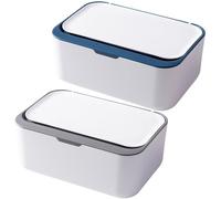 Baby Wipes Dispenser 2PCS Refillable Wipe Holder with Seal Rubber Ring Non-slip Easy Open and Close Wet Wipe Dispenser Box 7.5x5x3 inch, Wet