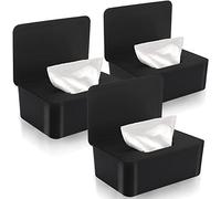 Baby Wipes Dispenser 3 Pack Wipe Holder with Lids, Keeps Wipes Fresh, Refillable Wipes Container with Sealing Design, Bathroom Tissues Wipes Case Box