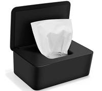 Wet Wipes Box, Baby Wet Wipe Dispenser Box, Dispenser Box for Wet Toilet Paper, Baby Water Wipes Dispenser Holder with Lid Holds The Wipes, Wet Paper Box for Outdoor, Home and Office (Black)