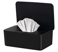 Baby Wipes Dispenser, Wipe Holder for Baby & Adult,Keeps Wet Tissue Fresh, Non-Slip Wipes Case, Wipe Container with Sealing Design Lid (2-Black)