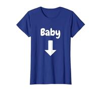 Baby with Arrow Pointing Belly T-Shirt, Women, Royal Blue, X-Large