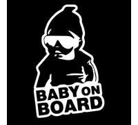 Baby With Hat Baby on Board Car Vinyl Decal - Cute and Safety Sign Window Decal - Easy to Apply and Highly Visible - Baby car vinyl Decal (Reflective White)