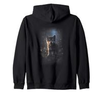 Baby Wolf In Forest Night Zip Hoodie