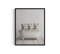 Baby Wolf Pups Nursery Wall Art Print Poster, Children Girl Boy Animal Bathtub Restroom Toddler Bathroom Decor 124 (Baby Wolf Pups, 8 x 10 inches, Unframed)