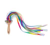 Baby Wooden Rattle Printed Ribbon Teether Rattles for Play Gym Wooden Toys Educational Toys Stuff Rainbow Wide Pastel Thin