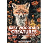 Baby Woodland Creatures Adult Coloring Book: Adorable Baby Woodland Animals, Fox, Rabbit, Deer, Bear, Hedgehog, Owl, and More for Stress Relief and Relaxation