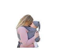 Baby Wrap Sling Organic Stretchy Premium Carrier | UK/EU Safety Tested | Made in The UK by Joy and Joe ® | Suitable from Birth to 16Kg | with Hat, Bag and Full Colour Instruction Booklet (Grey)