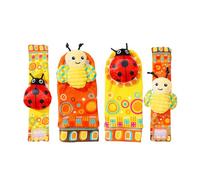 Baby Wrist Rattles Foot Finder Toys Set, Toddler Rattle Sock, Arm Hand Bracelet, Feet Leg Ankle Socks, Gift for Newborn Infant Babies Boy Girl Bebe (Yellow ladybird and Bee)