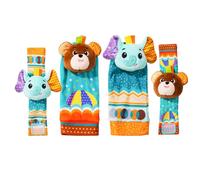 Baby Wrist Rattles Foot Finder Toys Set, Toddler Rattle Sock, Arm Hand Bracelet, Feet Leg Ankle Socks, Gift for Newborn Infant Babies Boy Girl Bebe (Elephant & Bear)