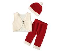 Baby Xmas Outfit,Babys First Christmas Outfit Process Double Zipper Unisex Rompers Jumpsuit Girl The Night Before Kids Costume Funny Hat New Bron Clothes (1#White,18-24 Months)