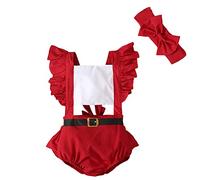Baby Xmas Outfit,Christmas Fancy Dress Outfits Boys Girls Cotton Hooded Jumpsuit Letter Print Round Neck Long Sleeve Romper Christmas Hat Costume 6-9 Months Overalls (Red#c,6-12 Months)