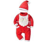 Baby Xmas Outfit,My First Christmas Boy Outfit Print Round Neck Long Sleeve Romper Bodysuit for The Night Before Kids Costume My Hat Mini Club Girl Clothes (Red#6,6-12 Months)