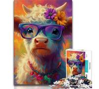 Baby Yak Wearing Glasses Jigsaw Puzzles for Adults Teenagers Jigsaws Puzzle,Challenging To Complete But Fun And Humorous Birthday Present,Gifts,Wall Art (38x26cm)