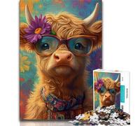 Baby Yak Wearing Glasses Jigsaw Puzzles for Teenagers 1000 Piece Puzzle,Fun Games Every Piece Is Unique - Challenging Family Fun Game (38x26cm)