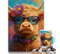 Baby Yak Wearing Glasses JigsawPuzzle 1000 Pieces for Adults,Challenging Game And Family Play for Is Ideal As A Gift for The Whole Family (50x75cm)